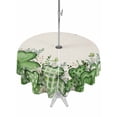 thumbnail image 1 of St. Patrick's Outdoor Tablecloth - 54 Inch Round Dining Table Cover, Luck Shamrock Eucalyptus Leaves Flowers Beige Waterproof Outdoor Table Cloth with Umbrella Hole & Zipper for Picnic/Patio/Party, 1 of 7