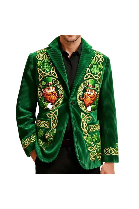 St. Patrick's Print Corduroy For – Stylish Everyday Jacket With Green