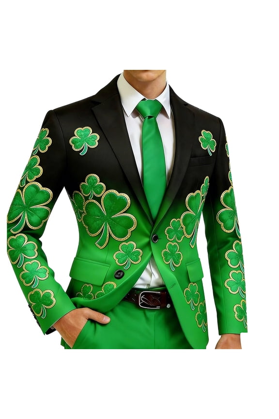 St. Patrick's Print Gentleman Jacket For – Distinctive Party With Modern Fit And Statement Styling
