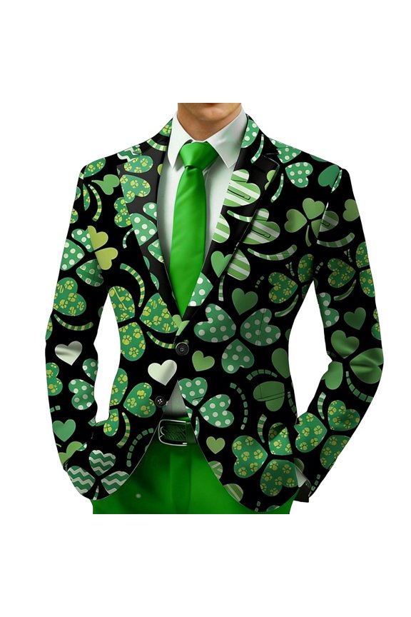 St. Patrick’s Print ’s – Festive Green Pattern Jacket For Formal And Event Wear