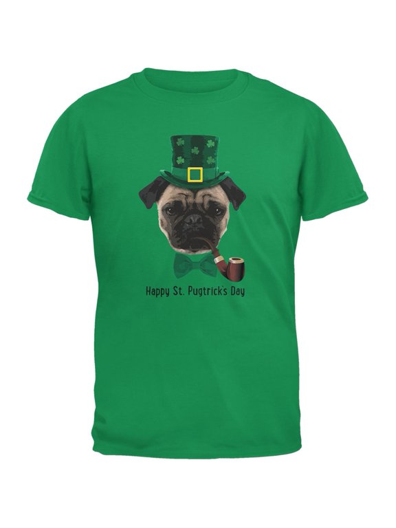 St. Patrick's - Pugtrick's Day Funny Pug Irish Green Youth T-Shirt - Small(6/8)