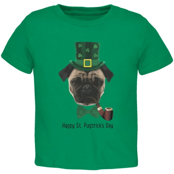 St. Patrick's -  Pugtrick's Day Funny Pug Kelly Green Toddler T-Shirt - 2T