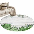 thumbnail image 1 of St. Patrick's Round Area Rugs Collection 3', Lucky Shamrock Green Eucalyptus Floral Farm Wooden Non Slip Indoor Circular Throw Runner Rug Floor Mat Carpet for Living Room Dining Table Bedroom Nursery, 1 of 9