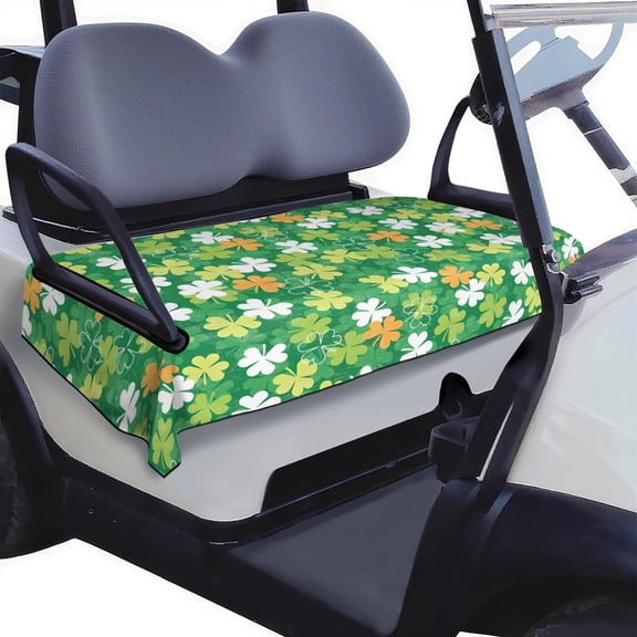 St. Patrick's Shamrock Print Bench Seat Golf Cart Towel, 51"x31" Microfiber Front Cover, Easy Maintenance