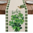 thumbnail image 1 of St. Patrick's Table Runner 13 x 48 Inch, Day Lucky in Love Clover Green Plaid Retro Linen Washable Cotton Linen Dining Table Runner Tabletop Decorations for Restaurant Home Kitchen Party, 1 of 9