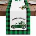 thumbnail image 1 of St. Patrick's Table Runner 14 x 72 Inch, Day Green Buffalo Plaid Lucky Shamrock Truck Washable Cotton Linen Dining Table Runner Tabletop Decorations for Restaurant Home Kitchen Party, 1 of 9