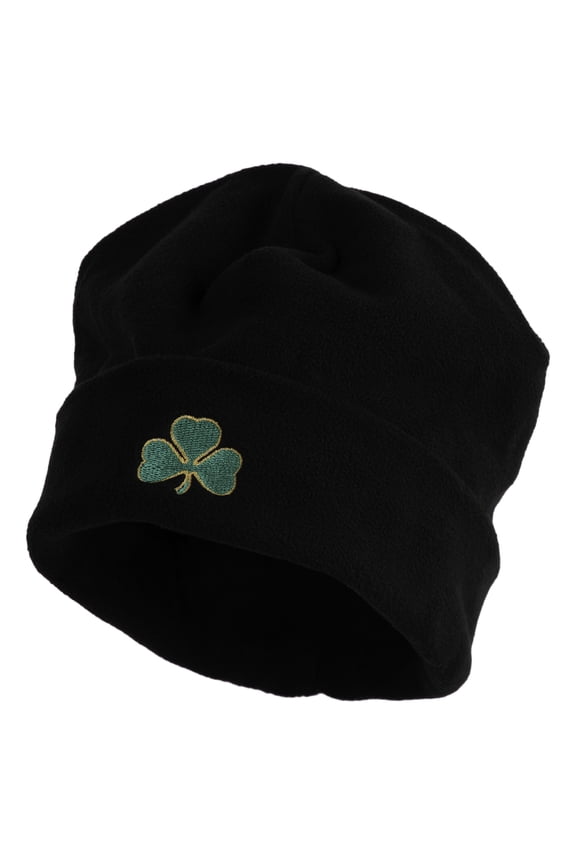 St Patrick's Three Clover Embroidered Big Size Reversible Micro Fleece Cap - Black XL-3XL