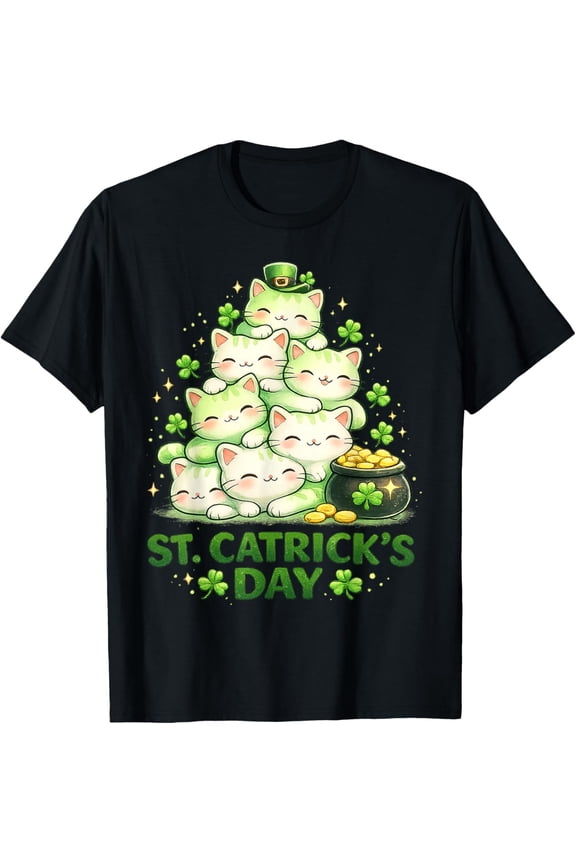 St Patricks Catricks Day Cats Saint Pattys Women Men T-Shirt