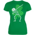 thumbnail image 1 of St Patricks Dabbing Skeleton Shamrock Skulls Juniors Soft T Shirt Irish Green X-LG, 1 of 1