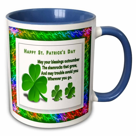 3drose, St Patricks Day, 15oz Two-tone Blue Mug