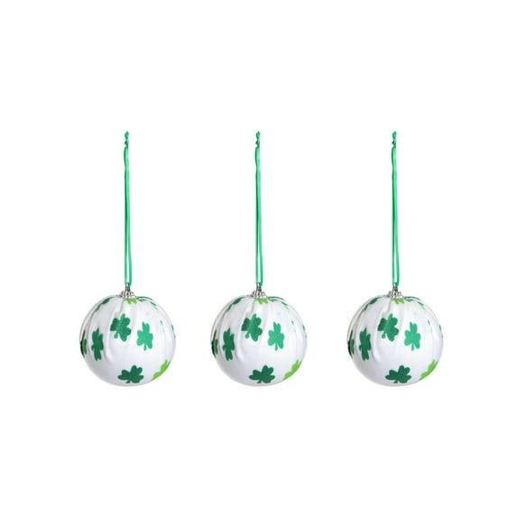 St Patricks Day 2.76 Inch Shamrock Ball Ornaments - Lucky Clover Leprechaun Hat Handmade Cloth Hanging Pendants, Irish Festival Tree Decor Party Home Holiday Decorative Balls