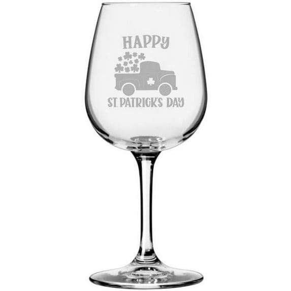 St Patricks Day 3 St Patrick's Day Etched 12.75oz All Purpose Libbey Wine Glass