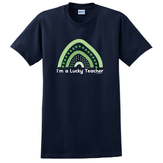 St Patricks Day Accessories I'm A Lucky Teacher Plus Size Short Sleeve T-Shirt 3X-Large Navy