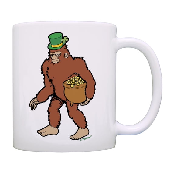 St Patricks Day Accessories Sasquatch Leprechaun 11oz Ceramic Coffee Mug Sasquatch