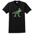 thumbnail image 1 of St Patricks Day Accessories T-Rex Leprechaun Short Sleeve T-Shirt Small Black, 1 of 3