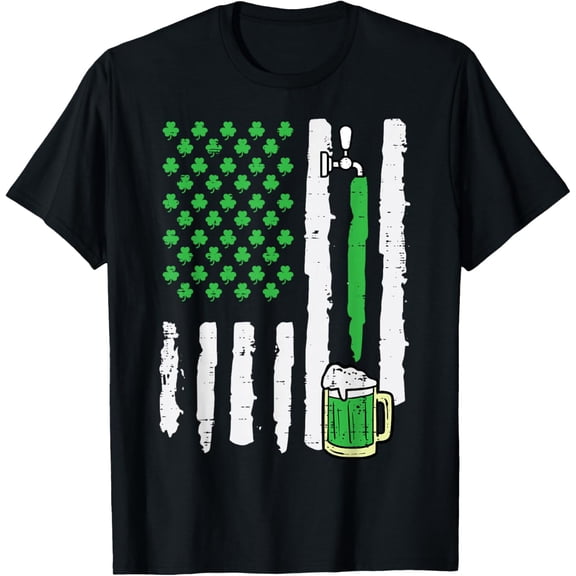 St Patricks Day America Flag Saint Paddys Patriotic Dad Men T-Shirt