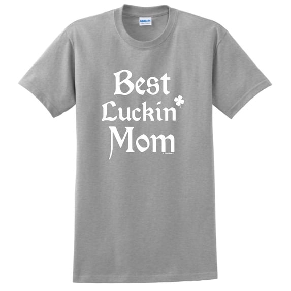 St Patricks Day Apparel Best Luckin Mom Short Sleeve T-Shirt 2X-Large Sport Grey