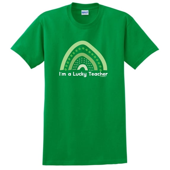 St Patricks Day Apparel I'm A Lucky Teacher Short Sleeve T-Shirt 2X-Large Green