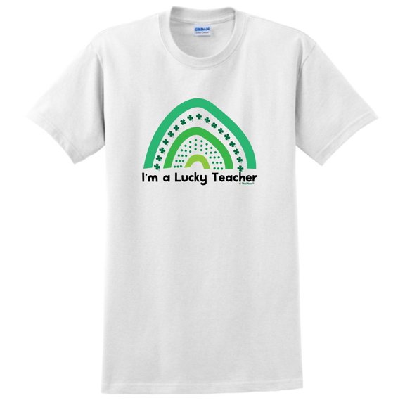 St Patricks Day Apparel I'm A Lucky Teacher Short Sleeve T-Shirt 2X-Large White