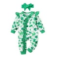 thumbnail image 1 of St Patricks Day Baby Boy Girl Outfit Jumpsuit Shamrock Print Long Sleeve  one-piece  Newborn Infant Spring Clothes, 1 of 8