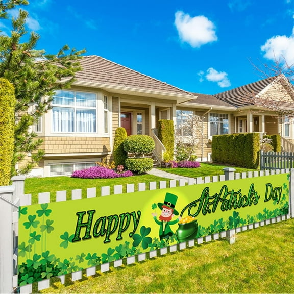 St Patricks Day Banner Decorations Colorful Hanging Swirls Party Decor for Indoor Outdoor Wall Patio Fireplace Mantel(A-Xl)