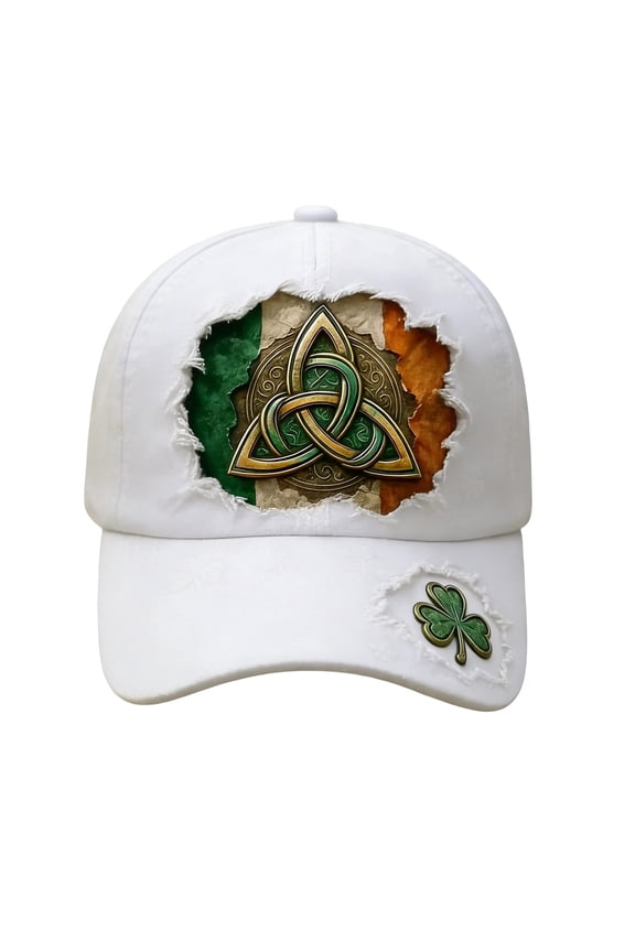 St Patricks Day Baseball Cap for Ireland,Adjustable Sweat-Absorbing Hat with Stylish Embroidery,Comfortable Low-Profile Semi-Structured Fit for Men Women and Holiday Celebrations-White