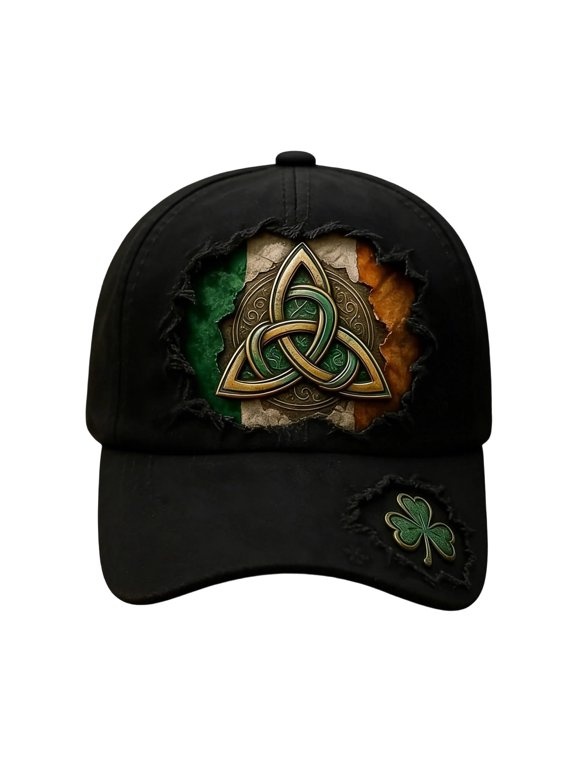 St Patricks Day Baseball Cap for Ireland,Adjustable Sweat-Absorbing Hat with Stylish Embroidery,Comfortable Low-Profile Semi-Structured Fit for Men Women and Holiday Celebrations-Black