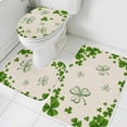 thumbnail image 1 of St. Patricks Day Bathroom Rug Sets 3 Piece, Non Slip Bath Mat, Green Shamrock Plants Spring Beige Absorbent Floor Mats Bath Rugs with U-Shaped Contour Rug Toilet Lid Cover Bathroom Decor Small, 1 of 8