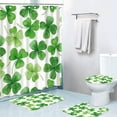 thumbnail image 1 of St Patricks Day Bathroom Set 4 Pieces Shower Curtain Toilet Mat Rug Waterproof Polyester Bath Decor for Holiday Party(A), 1 of 6