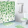 thumbnail image 1 of St Patricks Day Bathroom Set 4 Pieces Shower Curtain Toilet Mat Rug Waterproof Polyester Bath Decor for Holiday Party(B), 1 of 6
