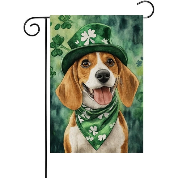 St Patricks Day Beagle Garden Flags for Outside 12x18 Inch Double Sided, Pet Me I''m Irish Small Yard Decoration Farmhouse Holiday Outdoor(14114)
