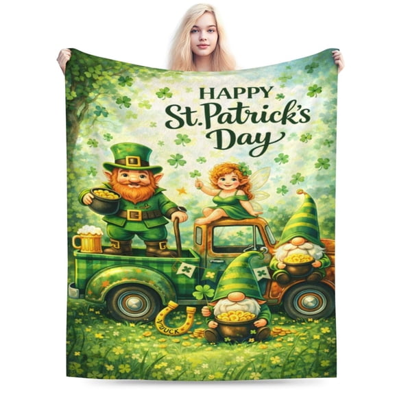 St Patricks Day Blanket Lucky Leprechaun Irish Clover Holiday Blanket Soft Cozy Blanket Gift Home Decor 50x40