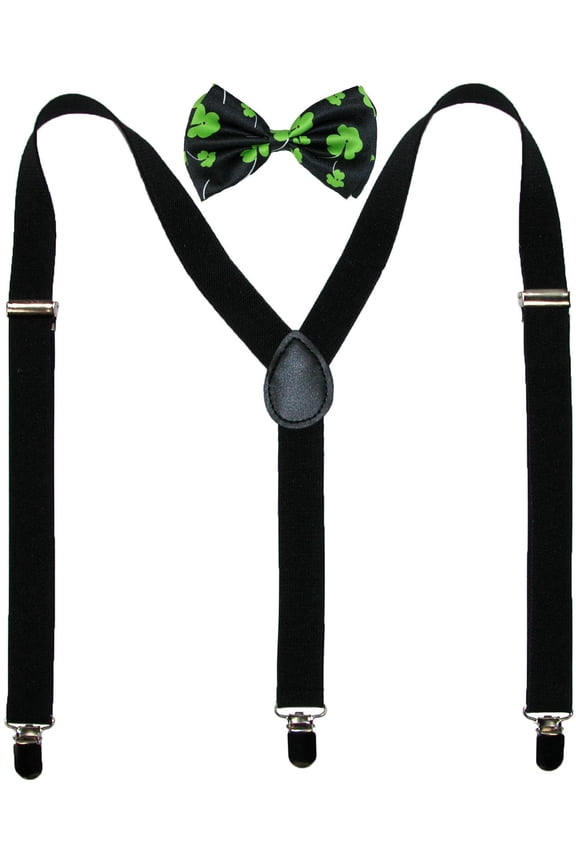 St Patricks Day Bow Tie with Solid Suspender Set (Men's)