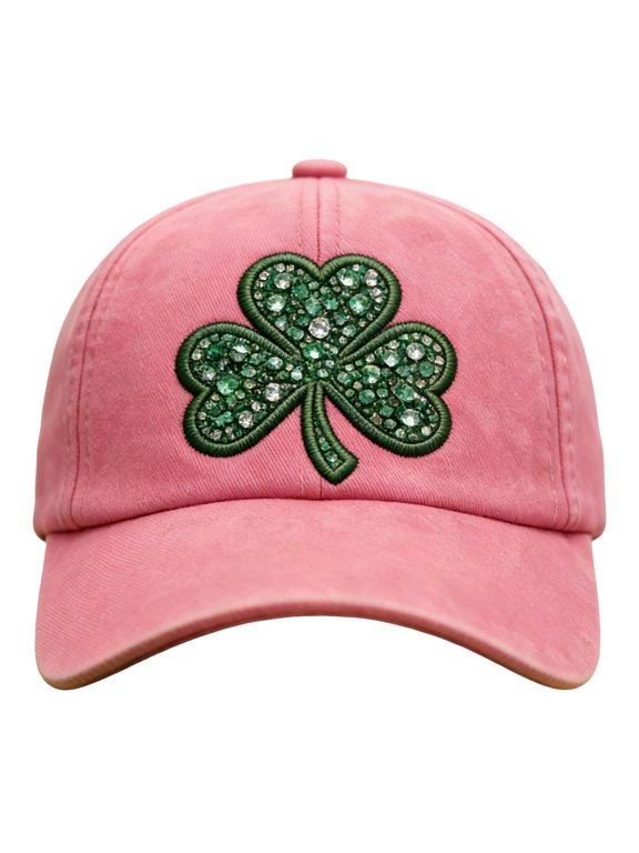 St Patricks Day Cap with Sweat Absorbing Lining, ZzCityTK Irish Shamrock Baseball Hat for Men Women, Low Profile Semi-Structured Hat for Mom Grandpa Grandma Gifts, Pink