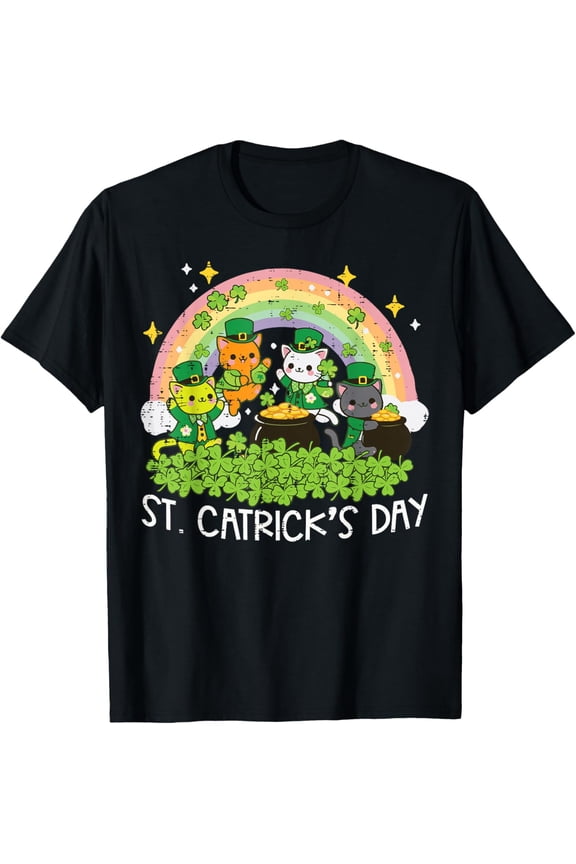 St Patricks Day Cats Catricks Saint Pattys Women T-Shirt