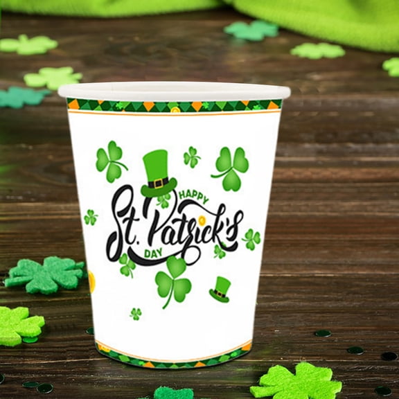 St Patricks Day Celebration Tableware Set 24-Piece Disposable Green Theme Plates Cups Napkins Cutlery Irish Party Decorations Supplies