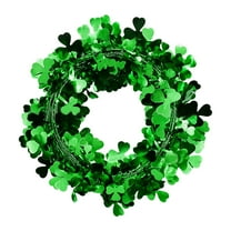 PRETXORVE St Patricks Day Decorations, Saint Patrick's Day Garland Green Garland St. Patrick's Day Garland Irish Festive Four-Leaf Wreath for Holiday Ornament