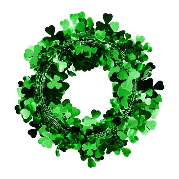 PRETXORVE St Patricks Day Decorations, Saint Patrick's Day Garland Green Garland St. Patrick's Day Garland Irish Festive Four-Leaf Wreath for Holiday Ornament