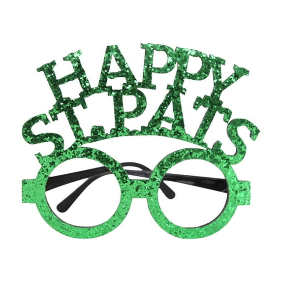 PRETXORVE St Patricks Day Decorations, St. Patrick's Day Decoration Glasses Irish Festival Green Hat Glasses Gift Ornament