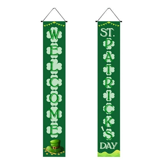 PRETXORVE St Patricks Day Decorations, St. Patrick's Day Irish Holiday Porch Sign Welcome Home Door Curtain Decoration Door Hanging Painting Hanging Flag Decoration