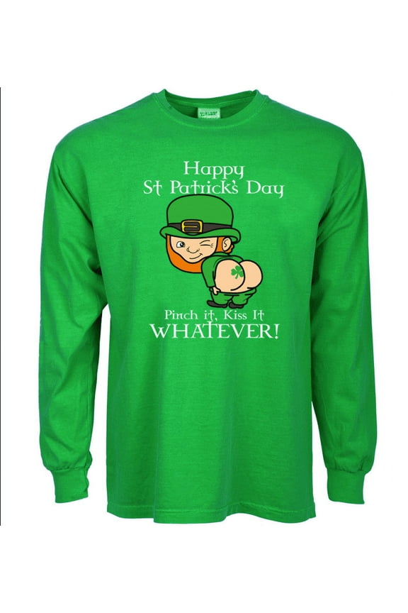 St Patricks Day Clothes Mens Funny T-shirt Long Sleeve Green Graphic Tee