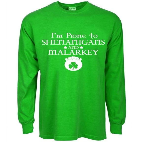 St Patricks Day Clothes Mens Funny T-shirt Long Sleeve Green Graphic Tee