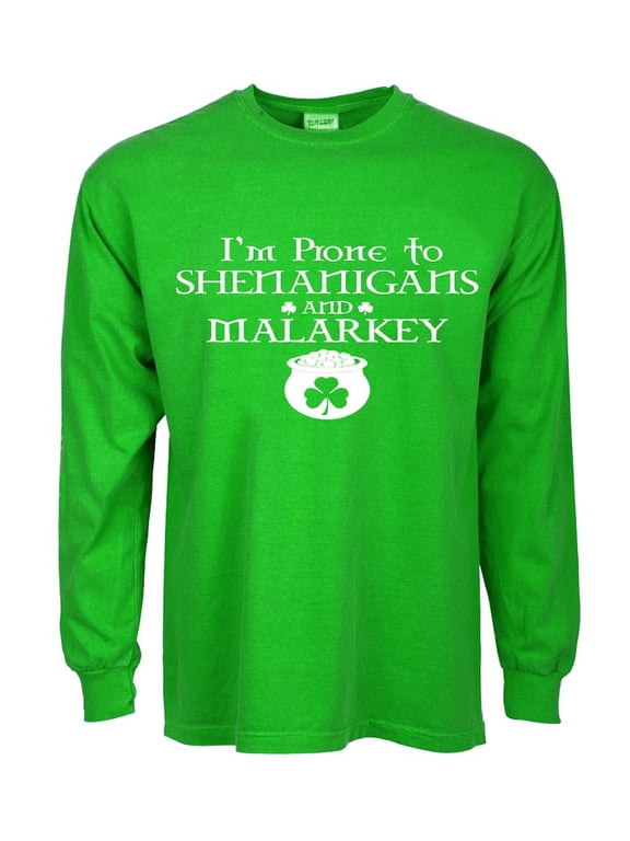 St Patricks Day Clothes Mens Funny T-shirt Long Sleeve Green Graphic Tee