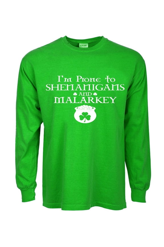 St Patricks Day Clothes Mens Funny T-shirt Long Sleeve Green Graphic Tee