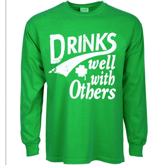 St Patricks Day Clothes Mens Funny T-shirt Long Sleeve Green Graphic Tee
