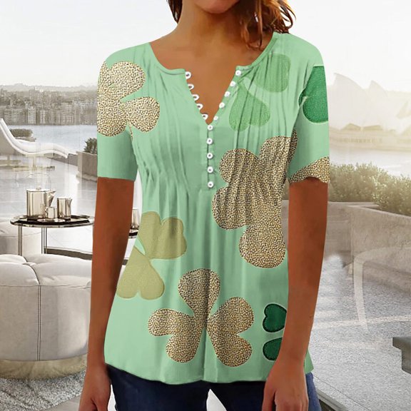 St Patricks Day Clothes for Women, Womens Petite Blouses Oversize Gym T-Shirts For Women Women V Neck T Shirt Women'S Tops Dressy Casual Womens Spring Shirts Womens Shirts Sale
