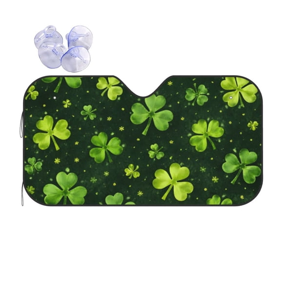 St Patricks Day Clover Pattern Car Windshield Sun Shade Universal Fit Auto Sun Visor Protector