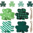 thumbnail image 1 of St Patricks Day Clover Wooden Ornaments Set of 24pcs, St Patricks Day Clover Hanging Decor(3.15×3.15in), 1 of 6