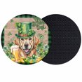 thumbnail image 1 of St Patricks Day Coasters Set of 2, Absorbent Coasters for Drinks, Watercolor Dogs Green Shamrock Wood Grain Coaster for Desk Coffee Table Protection, Home Decor House Warming Gifts 4", 1 of 8