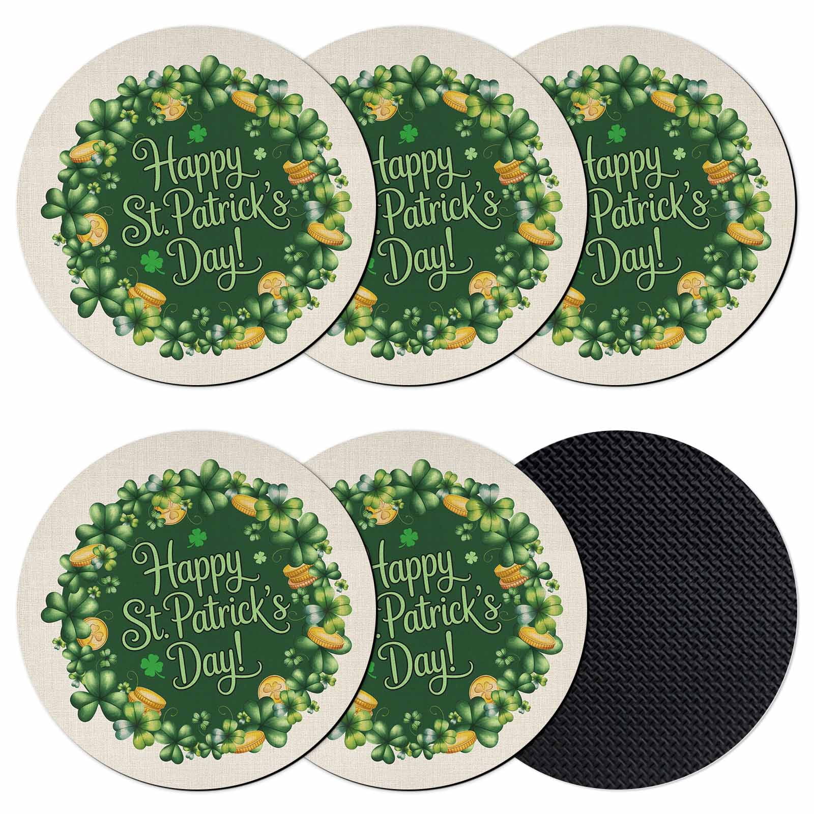 St Patricks Day Coasters Set of 6, Absorbent Coasters for Drinks ...